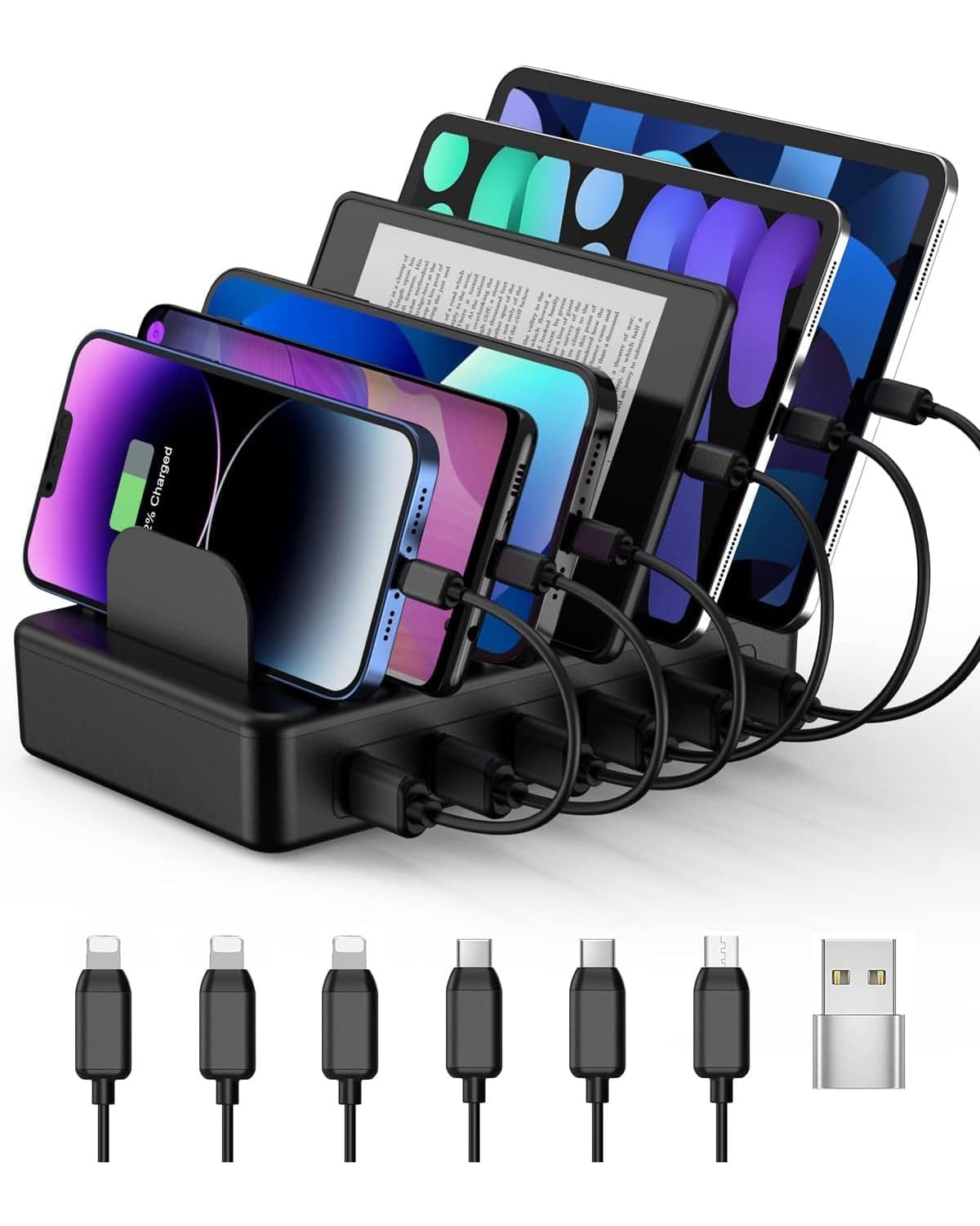 Creative Design 50W 6-Port Charger front view for organized charging.