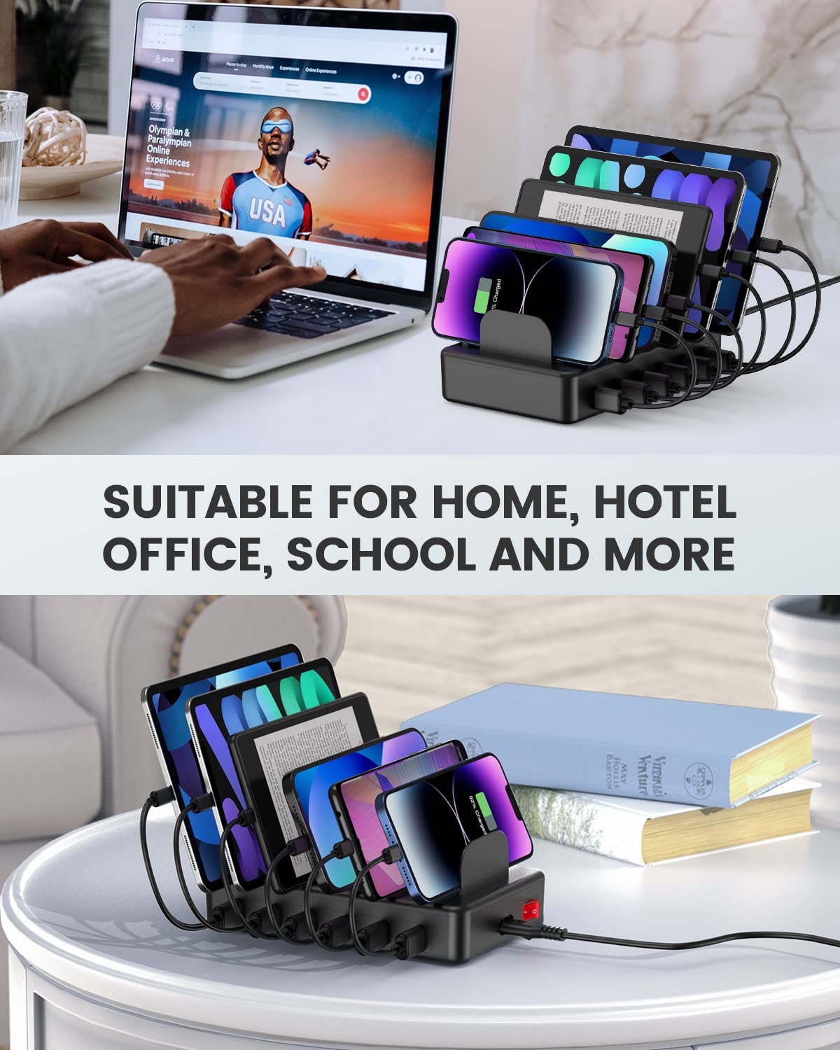 Creative Design wide and narrow slots with non-slip silicone pads for stability.