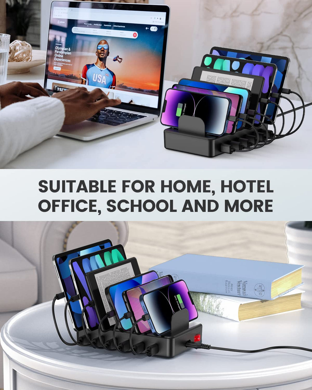 Creative Design wide and narrow slots with non-slip silicone pads for stability.