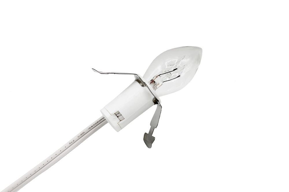 Creative Hobbies 5W clear incandescent bulb included for steady glow.