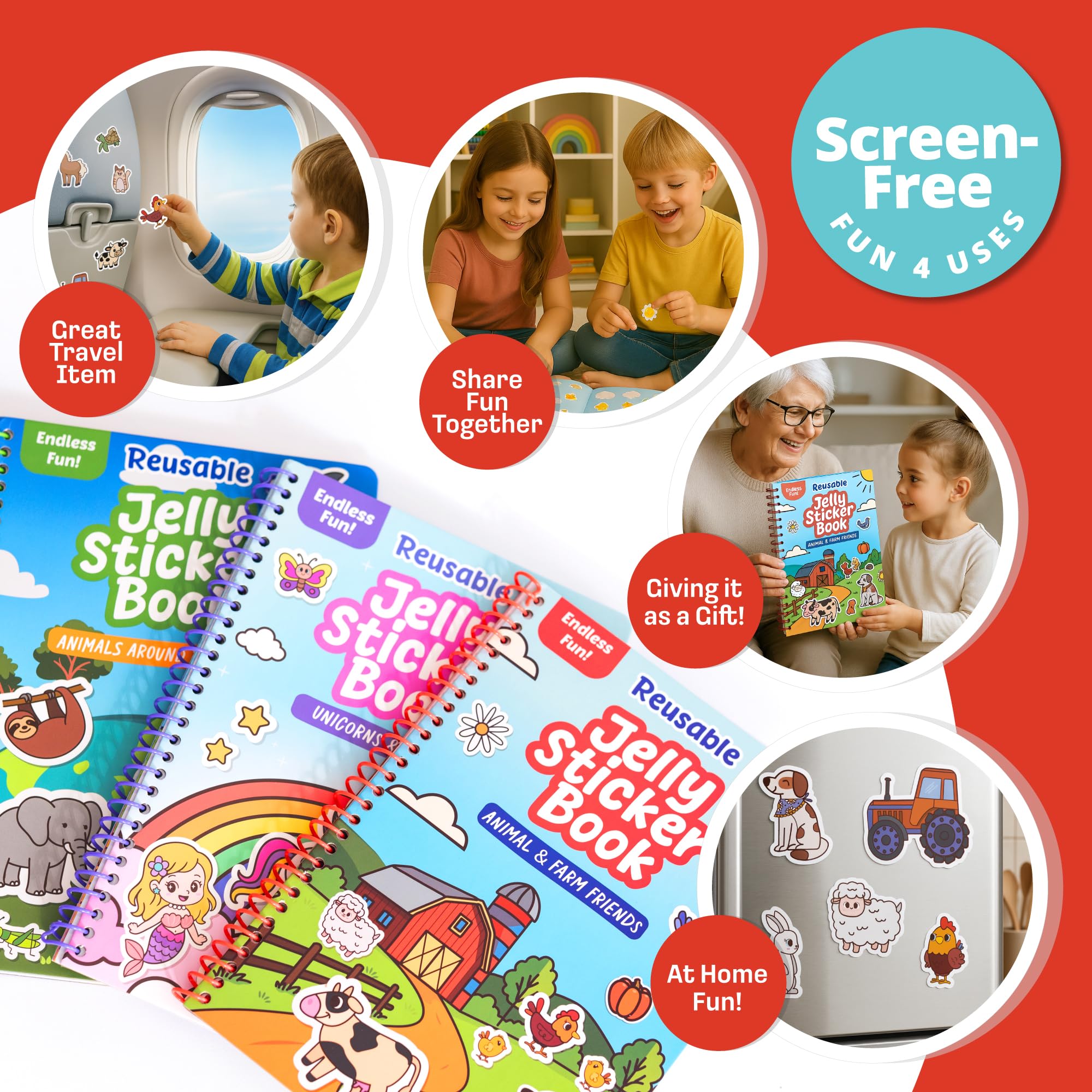 Creative Kiddos Scene 06 shows reusable, washable stickers for mess-free fun.