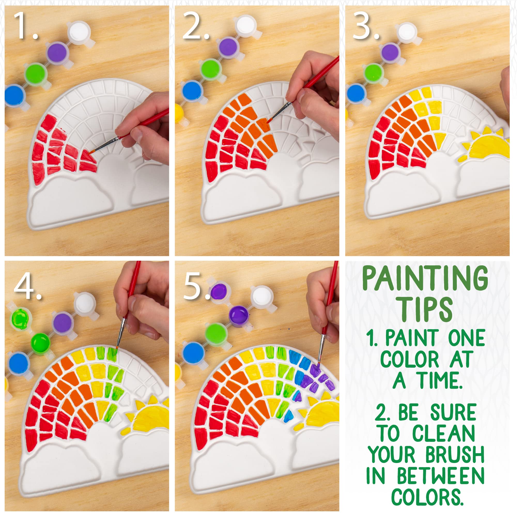 Creative Roots ceramic rainbow stone detail highlighting texture and craft.