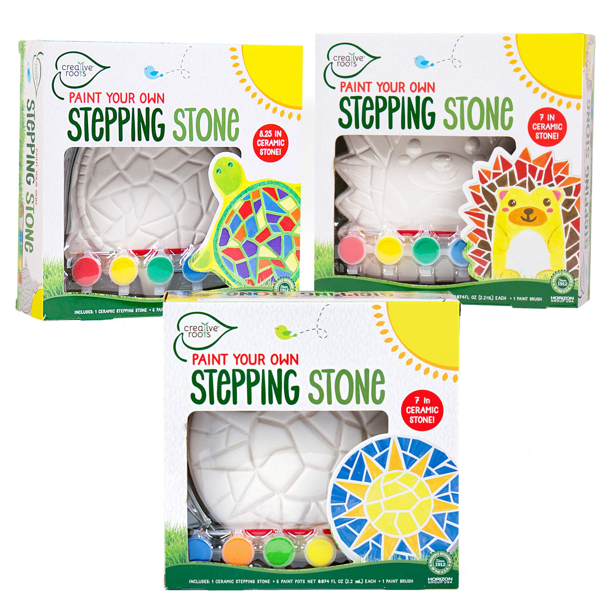 Creative Roots mosaic turtle stone, ready-to-paint décor for kids' creativity