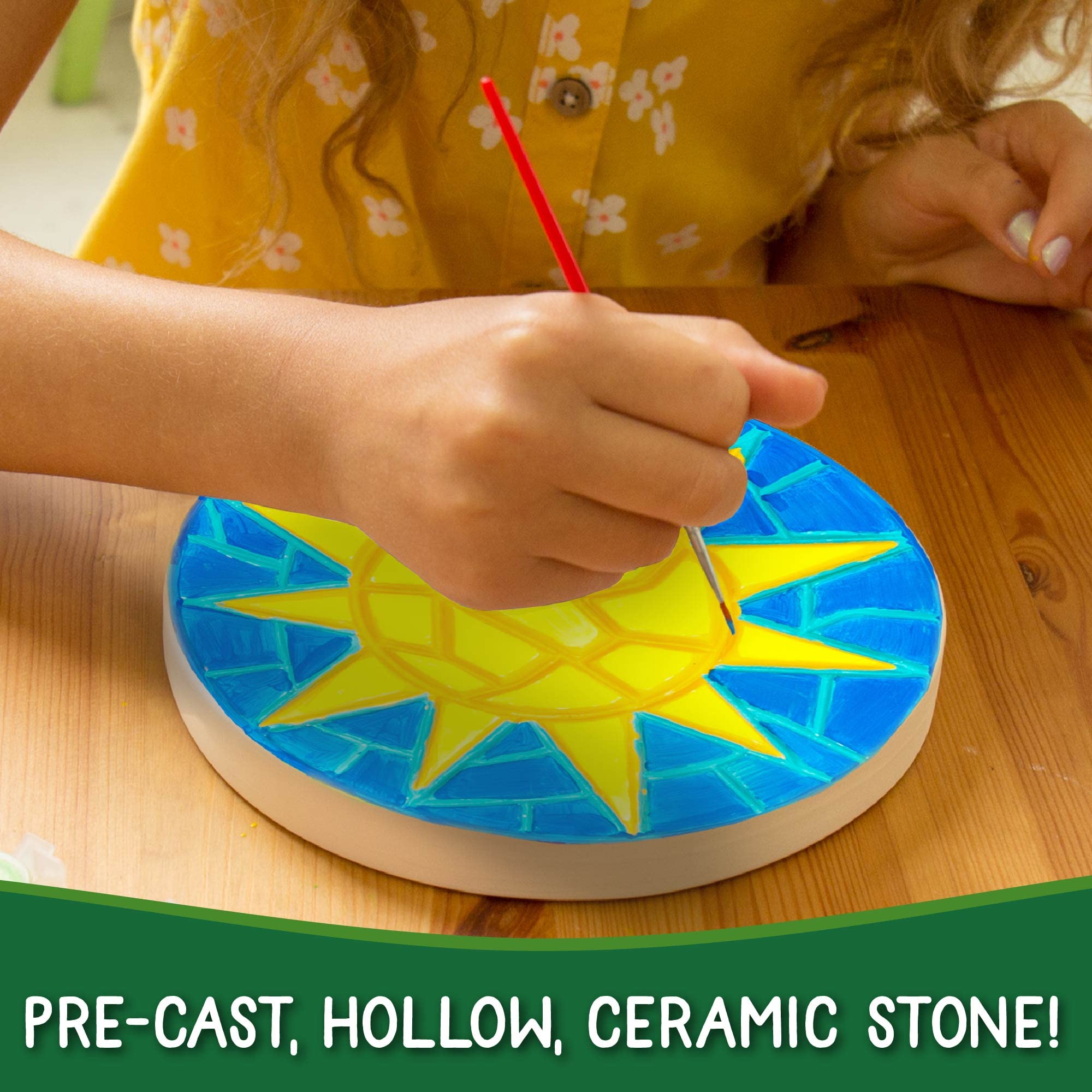 Creative Roots included paintbrush helps beginners and kids add fine details.