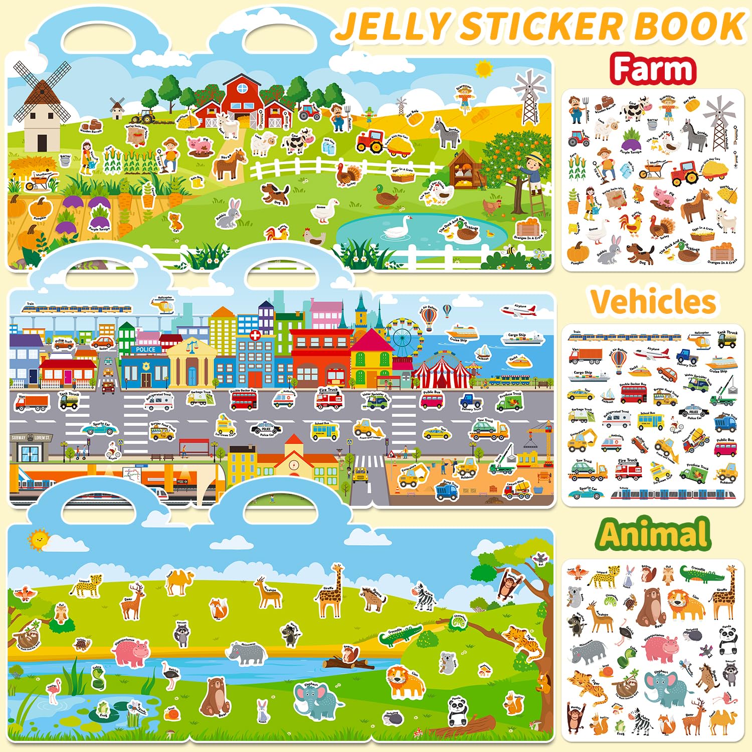 CREATIVETREES jelly stickers book farm – bright scenes fueling pretend play.
