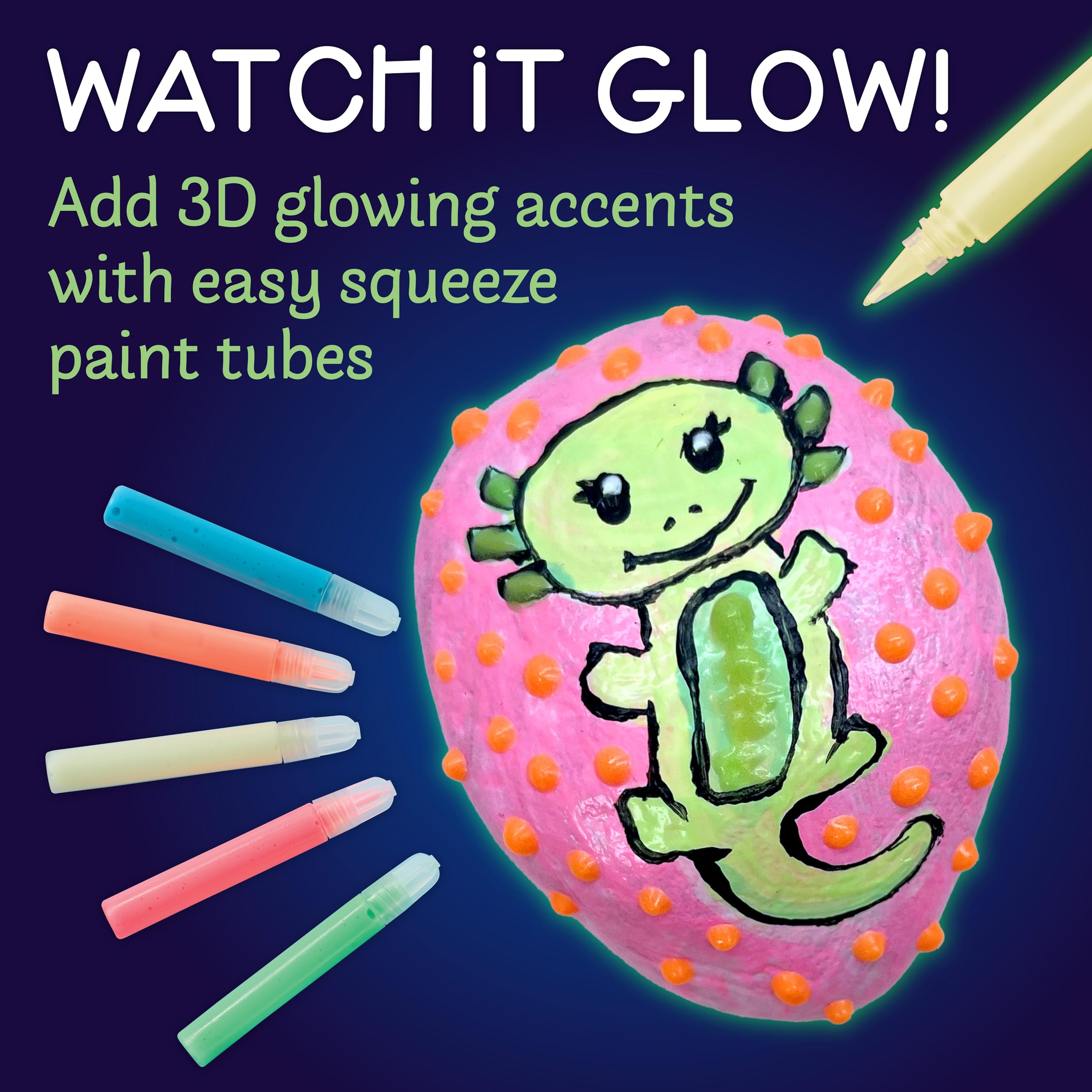 Creativity for Kids outdoor-ready rocks brighten porches after sunset