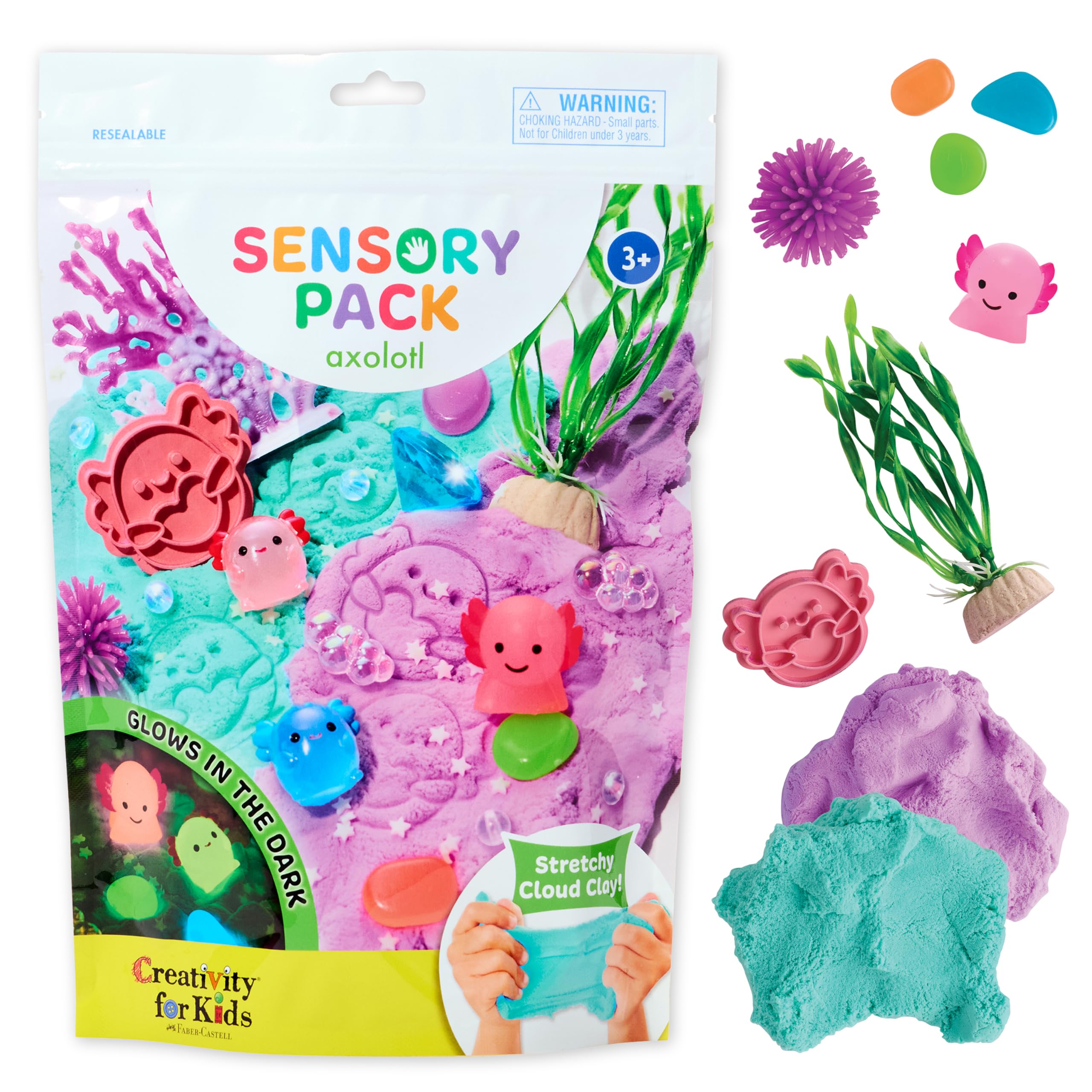 Creativity for Kids Axolotl figurines for imaginative underwater play and fine-motor exploration.