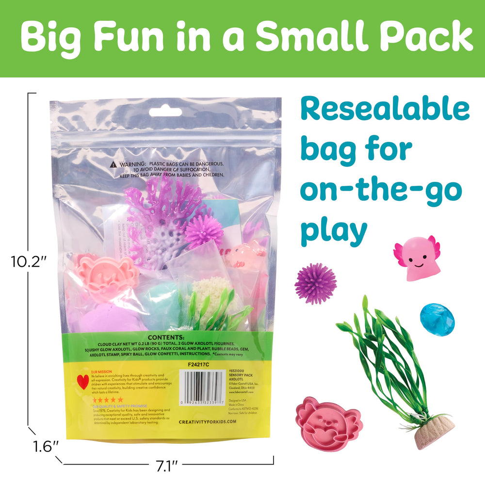Creativity for Kids axolotl stamp enables stamping shapes for creative play.
