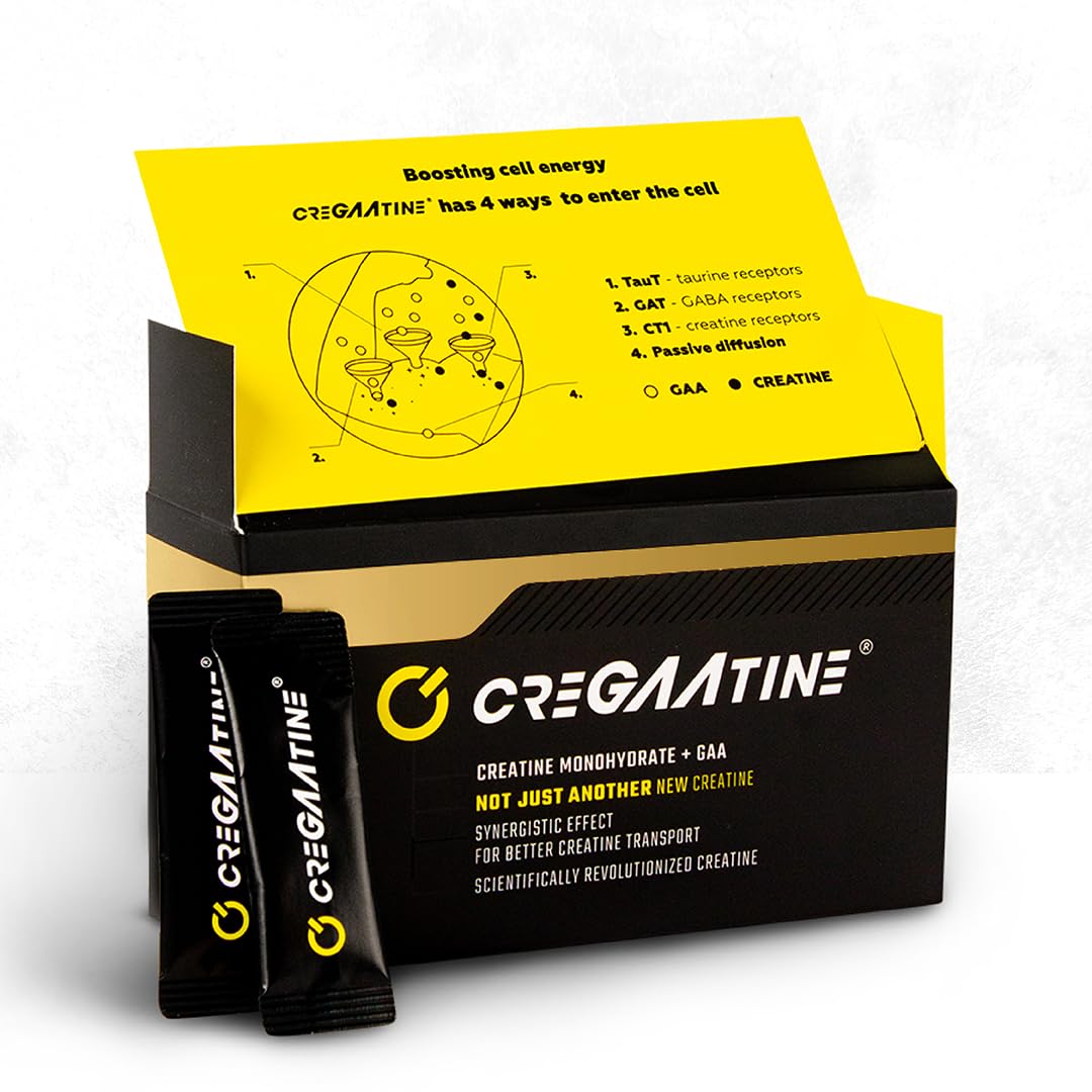 CreGAAtine 60-sachet packaging for on-the-go dosing and convenience.