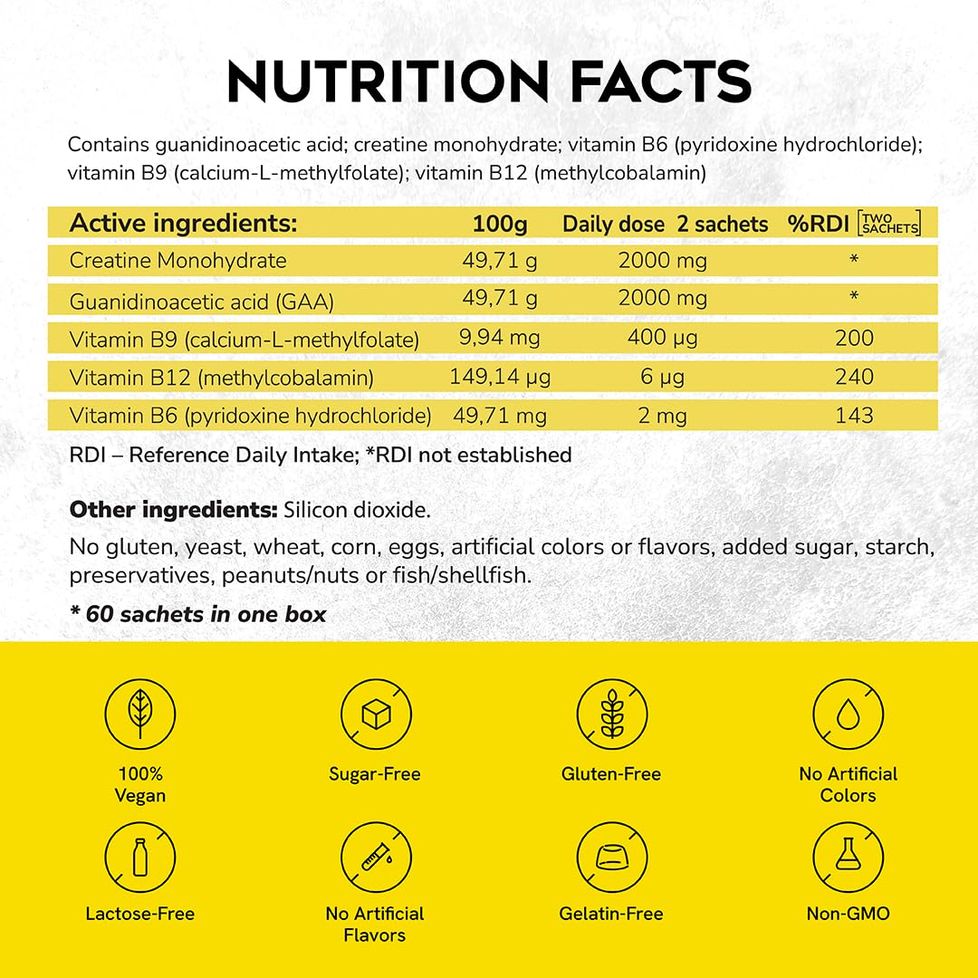 CreGAAtine serving beside a glass of water for easy intake.