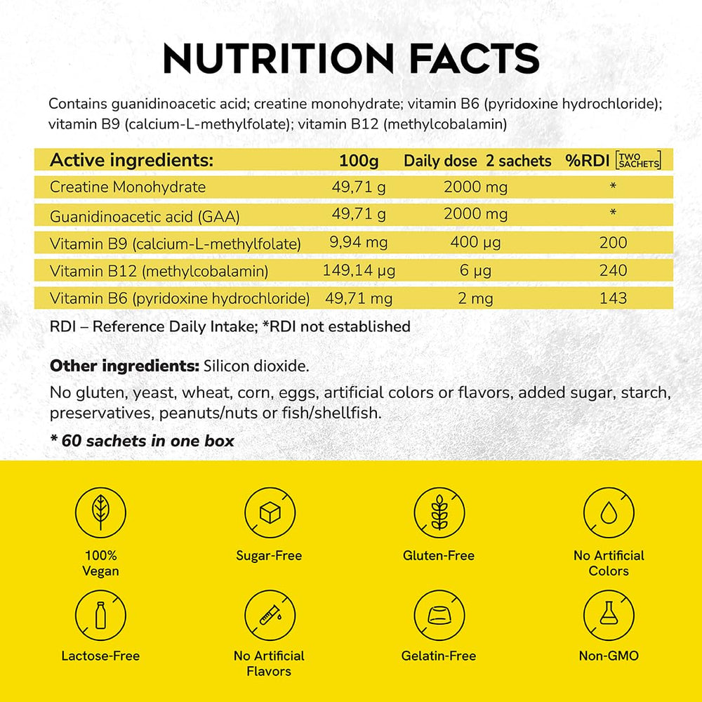 CreGAAtine serving beside a glass of water for easy intake.