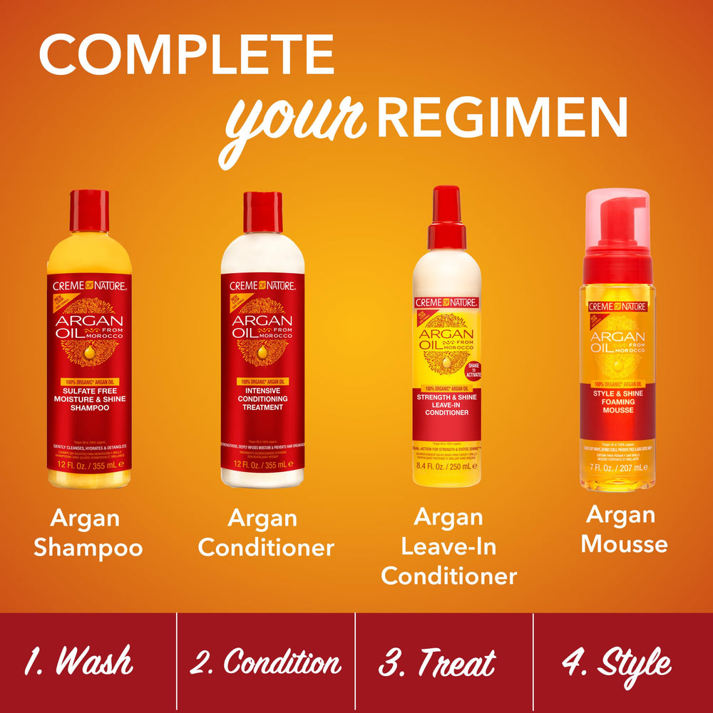 Creme of Nature Argan Oil duo set displayed for protective styling routine.