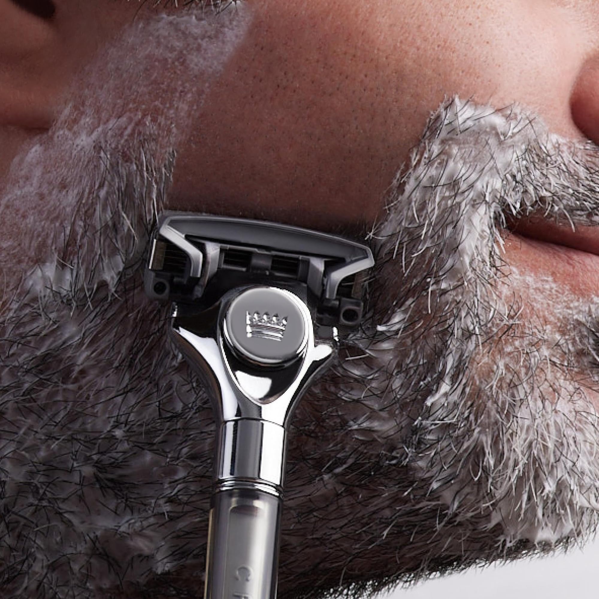 Home shaving setup showcasing an easy, close result with Cremo.