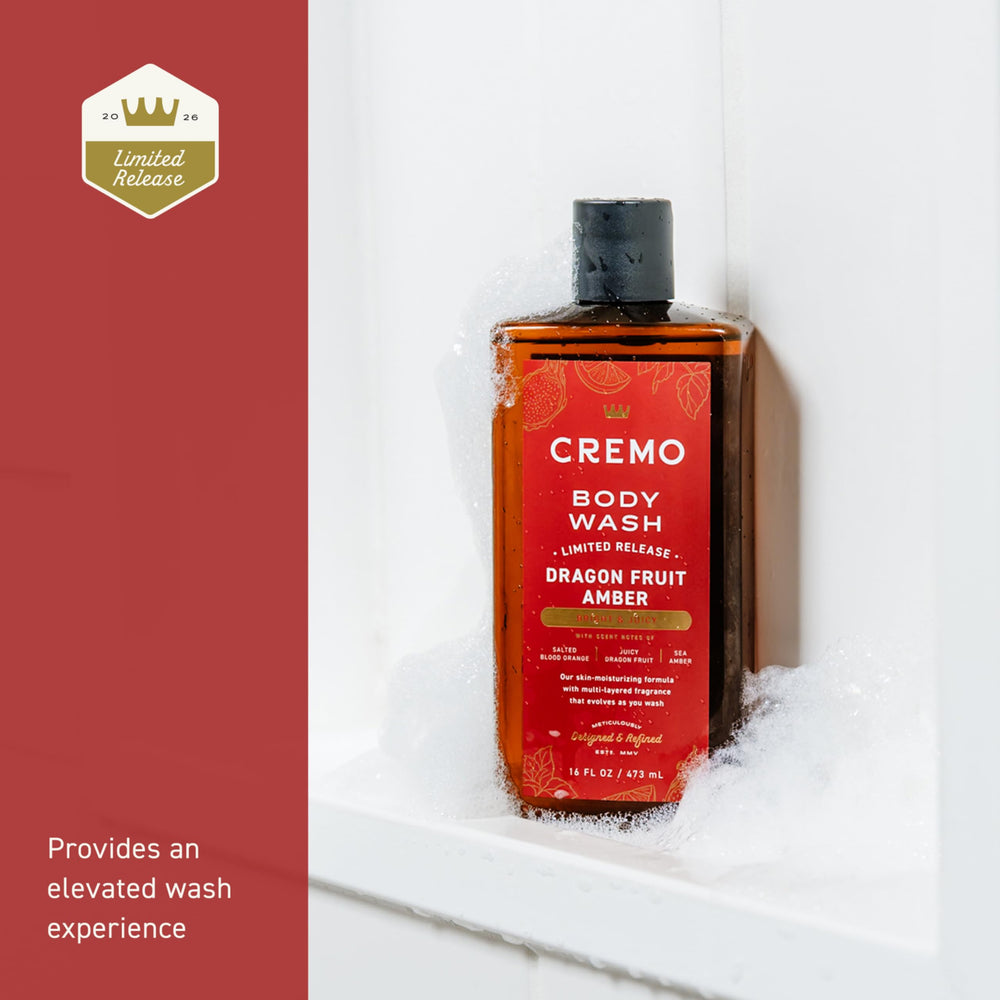 Cremo Body Wash texture close-up demonstrates moisturized, soft skin.