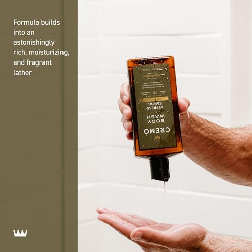 Cremo Cypress Santal body wash pairing with cologne for a cohesive grooming routine.