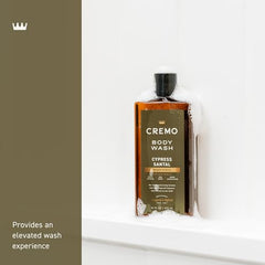 Cremo rich-lather formula shown in a generous shower lather for a refreshing wash.