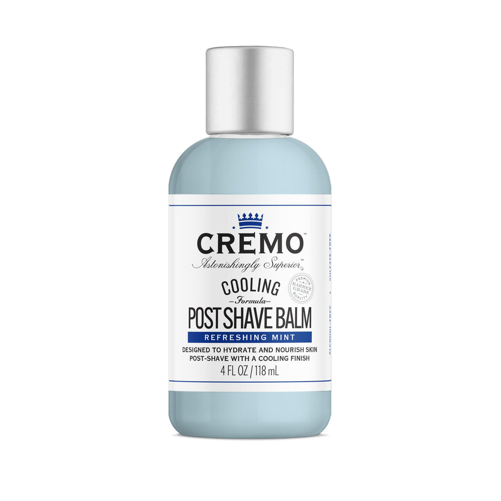 Cremo Cooling Formula Post Shave Balm bottle front for refreshing post-shave care.