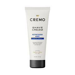 Cremo Cooling Shave Cream bottle demonstrates slick glide for a close shave.