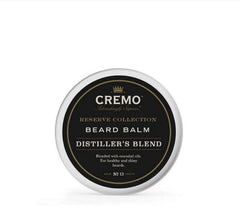 Cremo Distiller's Blend Beard Balm jar for controlled grooming and moisture.