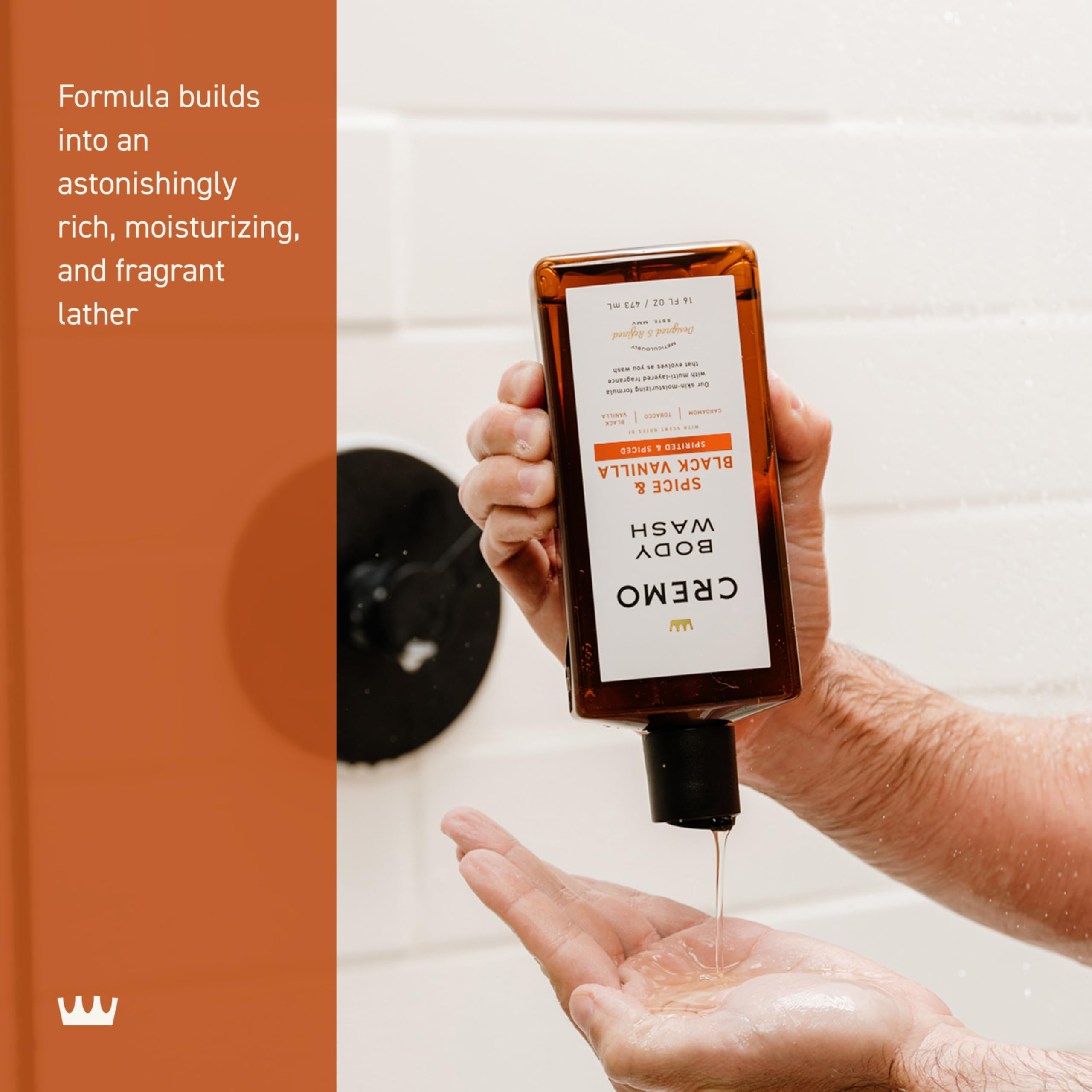 Cremo evolving scent notes unfold as you rinse, adding depth.