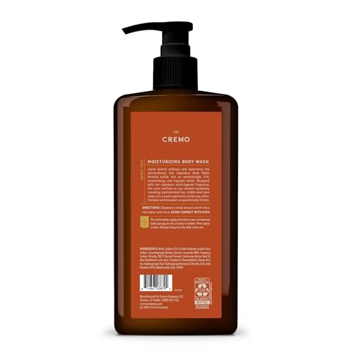 Closeup of Cremo Golden Amber notes illustrating a refined fragrance during daily shower.
