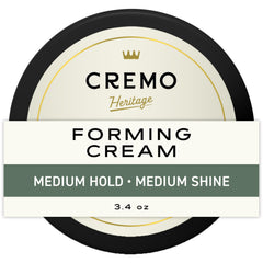 Cremo Hair Styling Cream bottle shows mid-length control and natural texture.