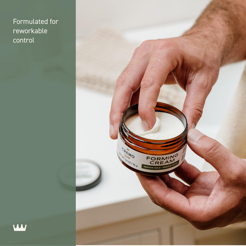 Cremo Hair Styling Cream smooths frizz and adds natural shine.