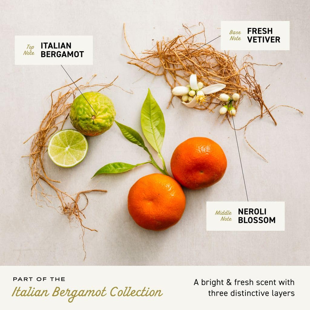 Master scent specialists craft the Italian Bergamot blend for premium fragrance quality.