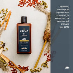 Cremo Palo Santo 2-in-1 rich lather shows cleansing and lightweight hydration