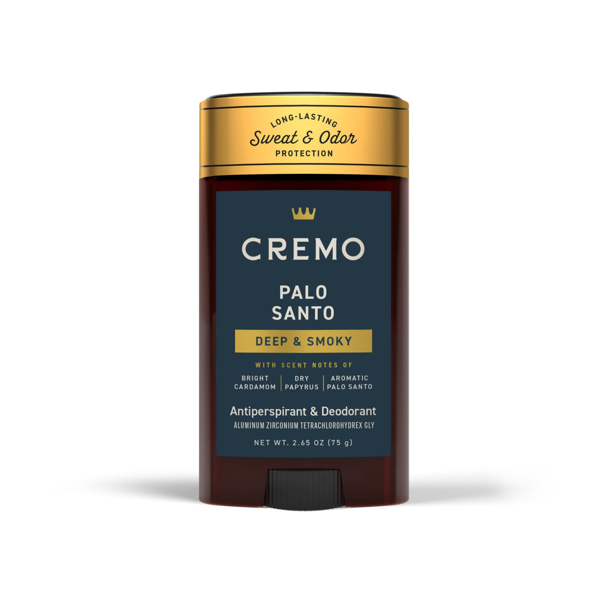 Cremo Palo Santo antiperspirant deodorant stick delivering long lasting freshness