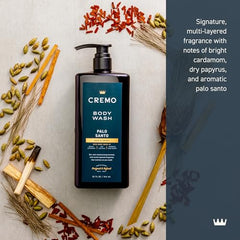 Cremo Palo Santo Body Wash rich-lather creates luxurious foam during your shower.