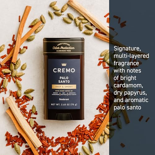 Cremo Palo Santo deodorant application smooth glide demonstrates comfortable underarm use.