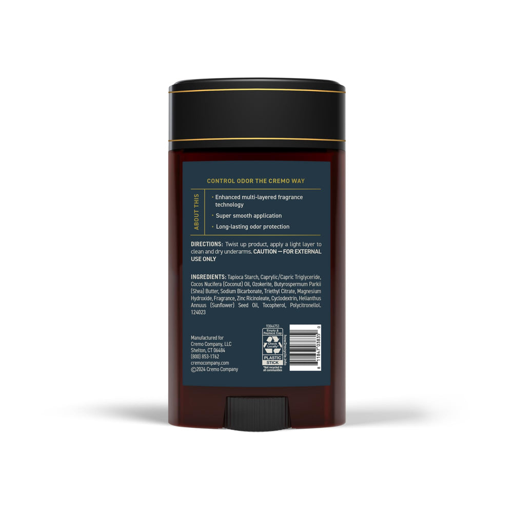 Cremo Palo Santo deodorant texture satin finish conveys smooth feel.