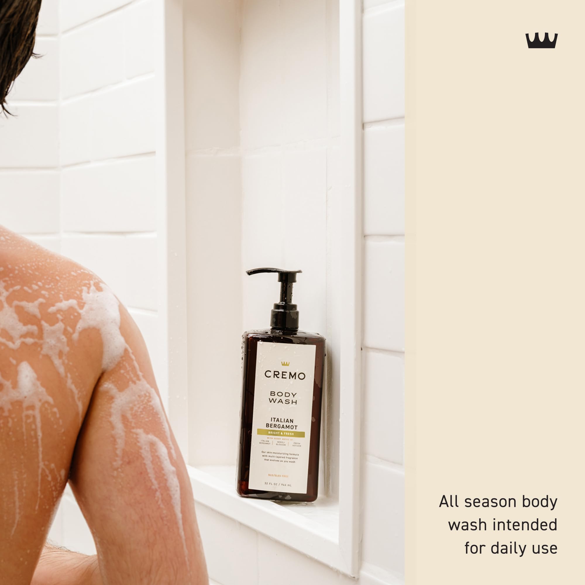 Cremo Rich lather delivers a luxurious, immersive wash ritual.