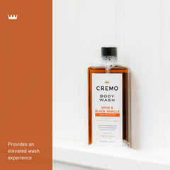 Cremo rich-lathering shower gel provides a smooth, clean feel.