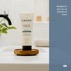 Cremo Sensitive Shave Cream foam-lather delivers a close, comfortable shave.