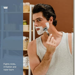 Cremo Sensitive Shave Cream tube demonstrates fragrance-free soothing formula.