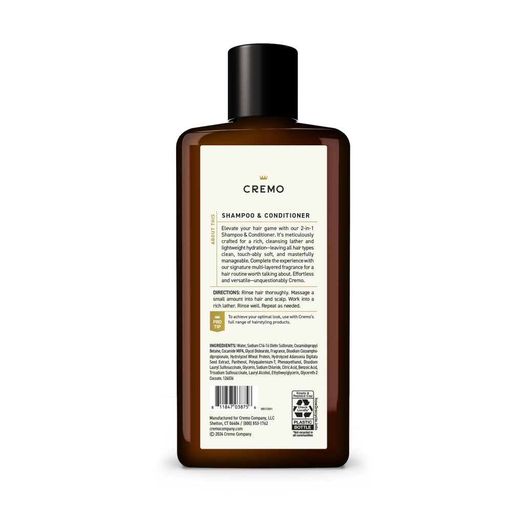 Cremo labeling close-up emphasizes fragrance profile and premium branding