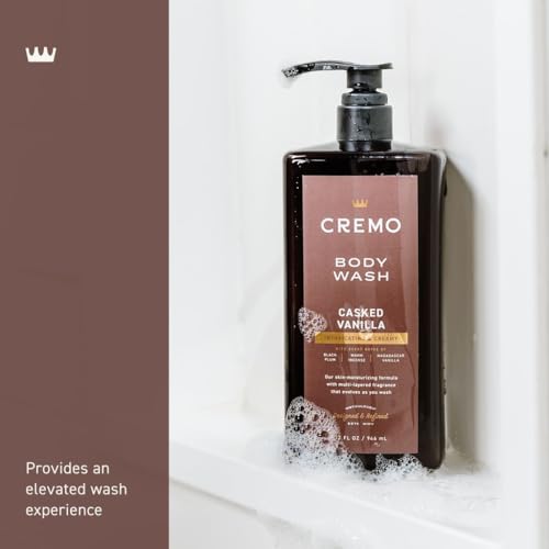 Cremo vanilla scent notes top-middle-base indicate evolving fragrance during shower.