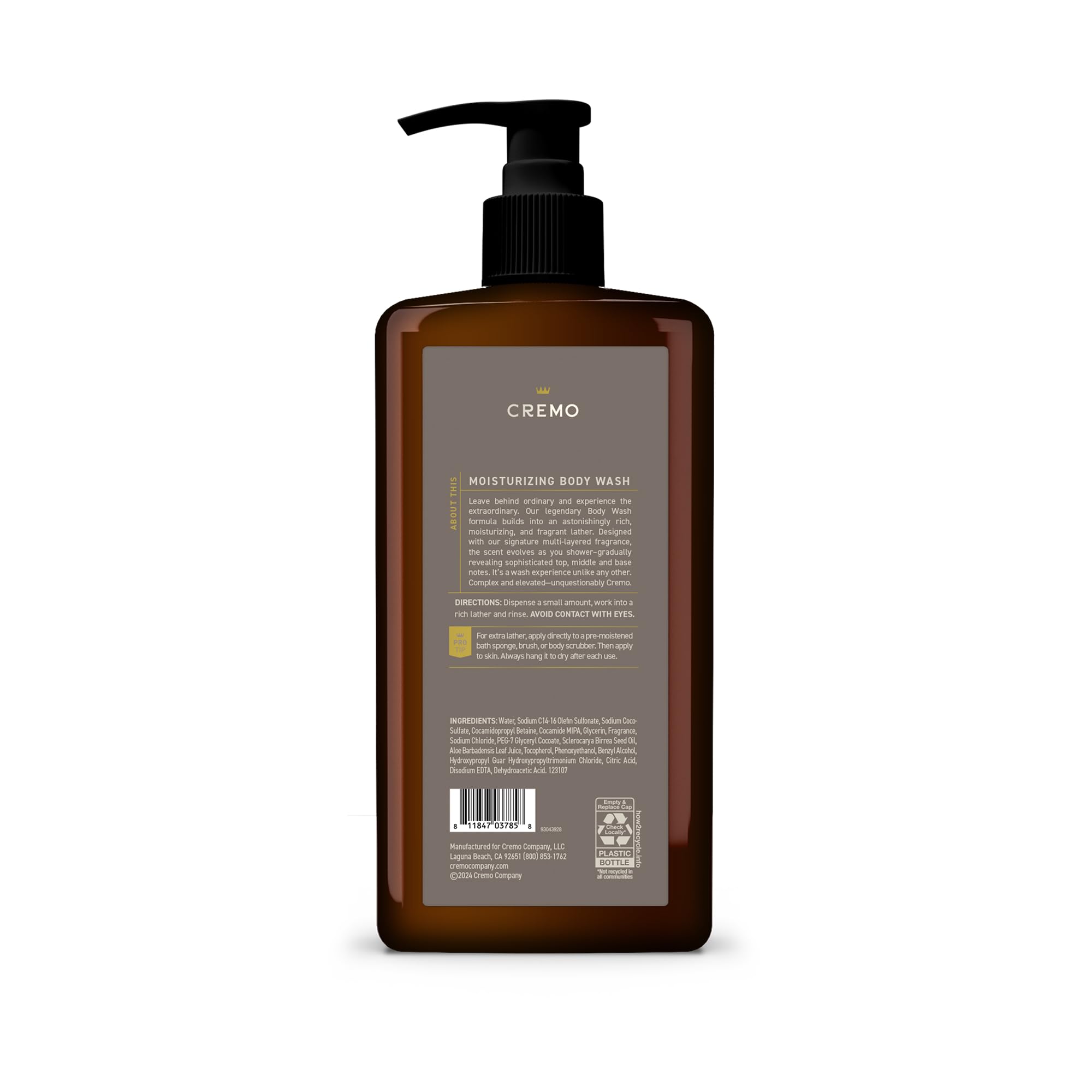 Cremo Vintage Suede product on bathroom shelf as part of daily routine.