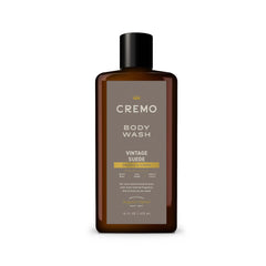 Cremo Vintage Suede bottle front view for daily cleansing