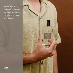 Detailed label on Vintage Suede reveals quality packaging and multi-layer fragrance notes