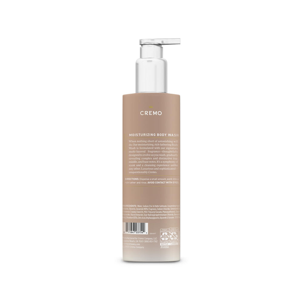 Cremo White Jasmine Amber sixteen ounce bottle on display emphasizes long lasting value.