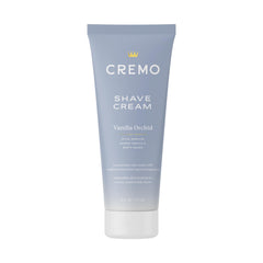 Cremo shaving cream bottle poured for sensitive skin with vanilla orchid aroma