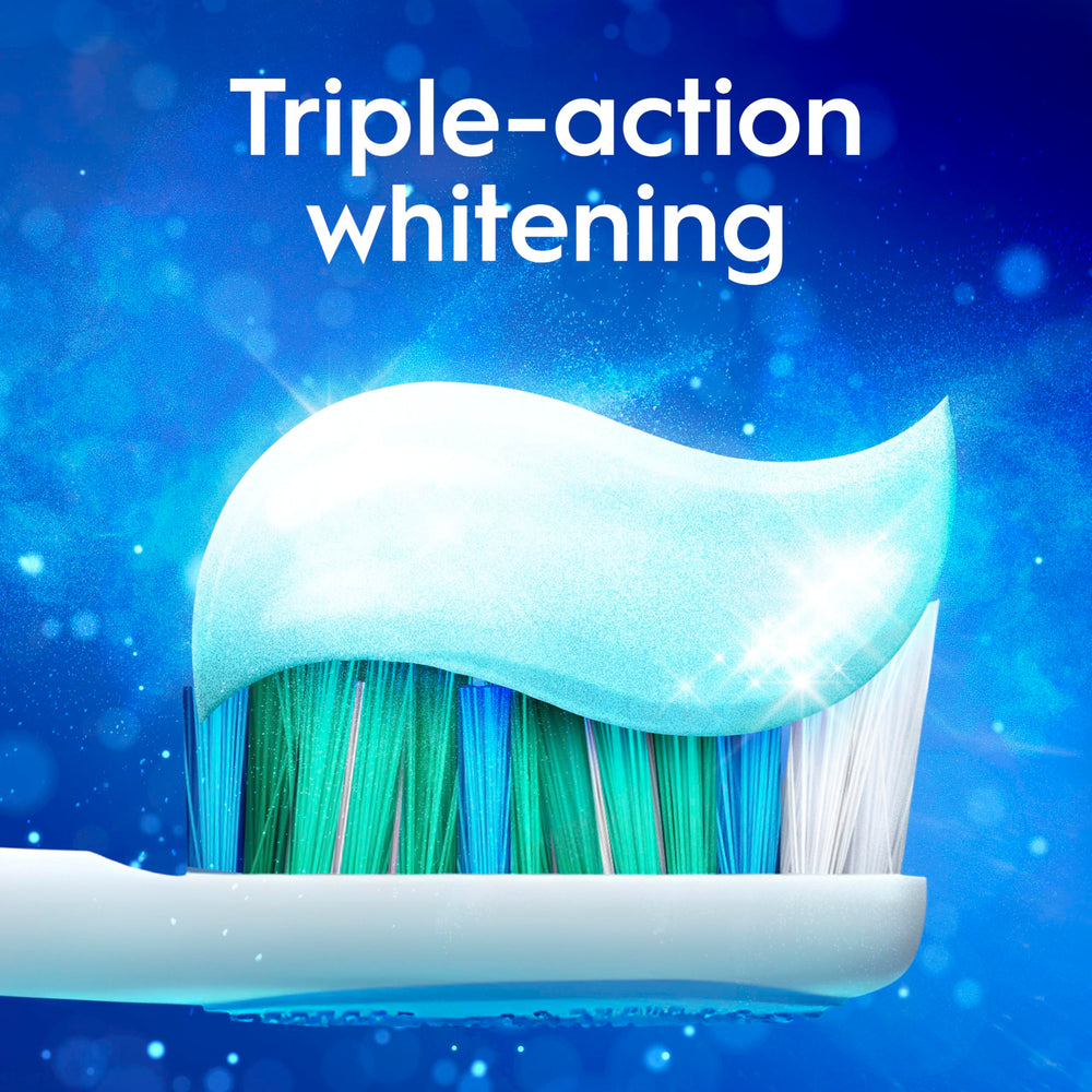 Crest 3D White Advanced Luminous Mint enamel strength concept.