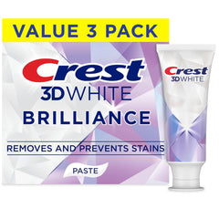 Crest 3D White Brilliance Bright Mint toothpaste tube ready for daily whitening.