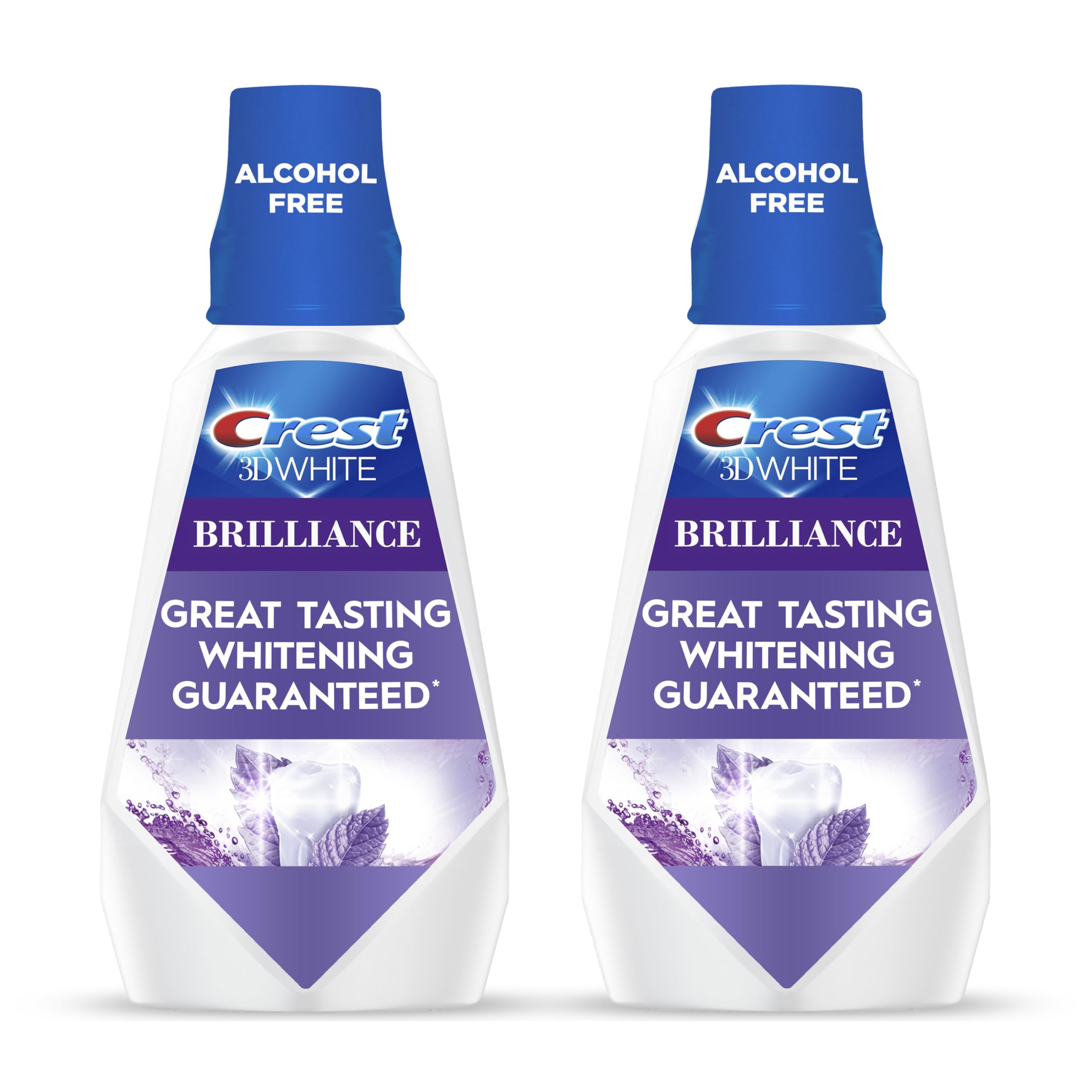Crest 3D White Brilliance mouthwash bottle front view for a bright, fresh smile