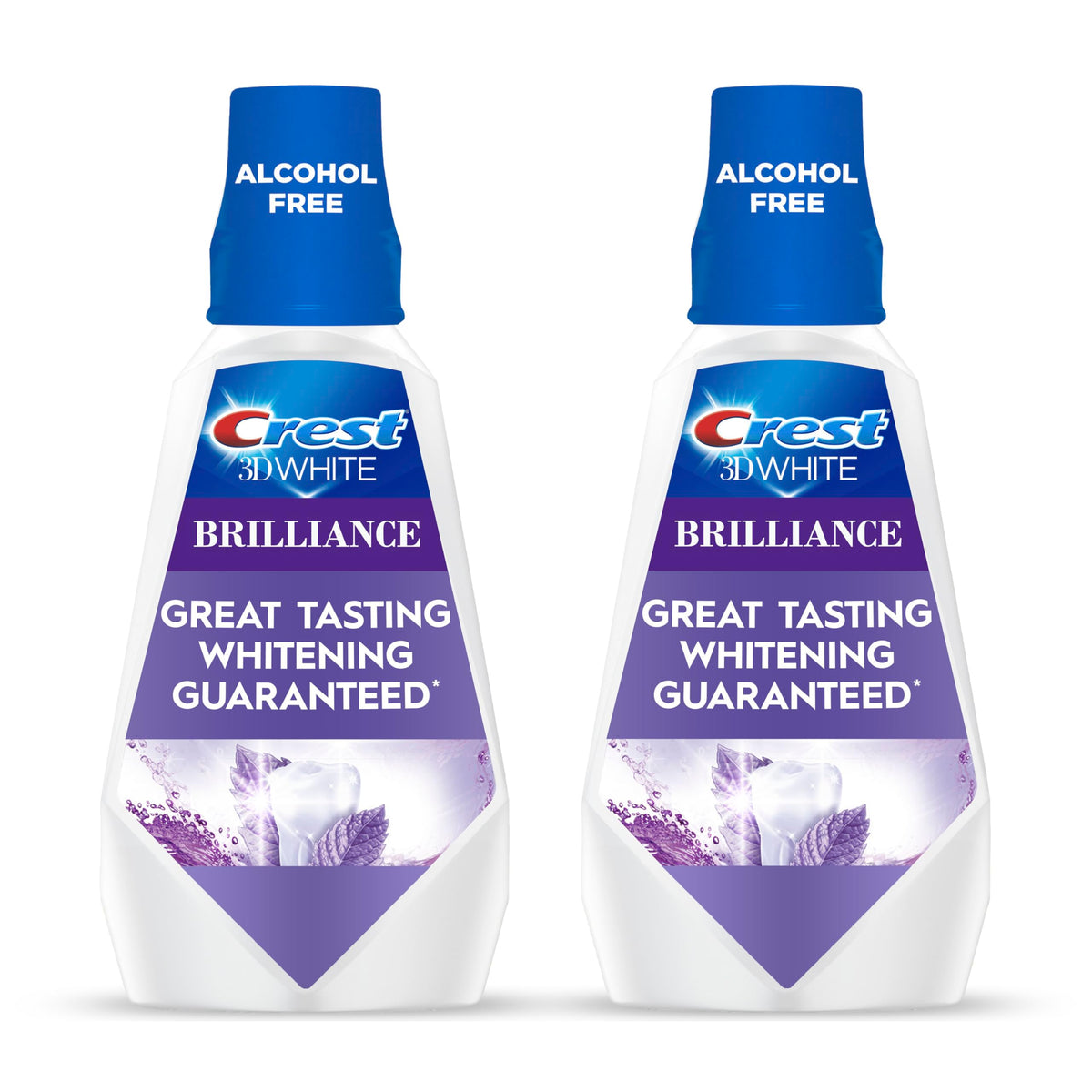 Crest 3D White Brilliance mouthwash bottle front view for a bright, fresh smile