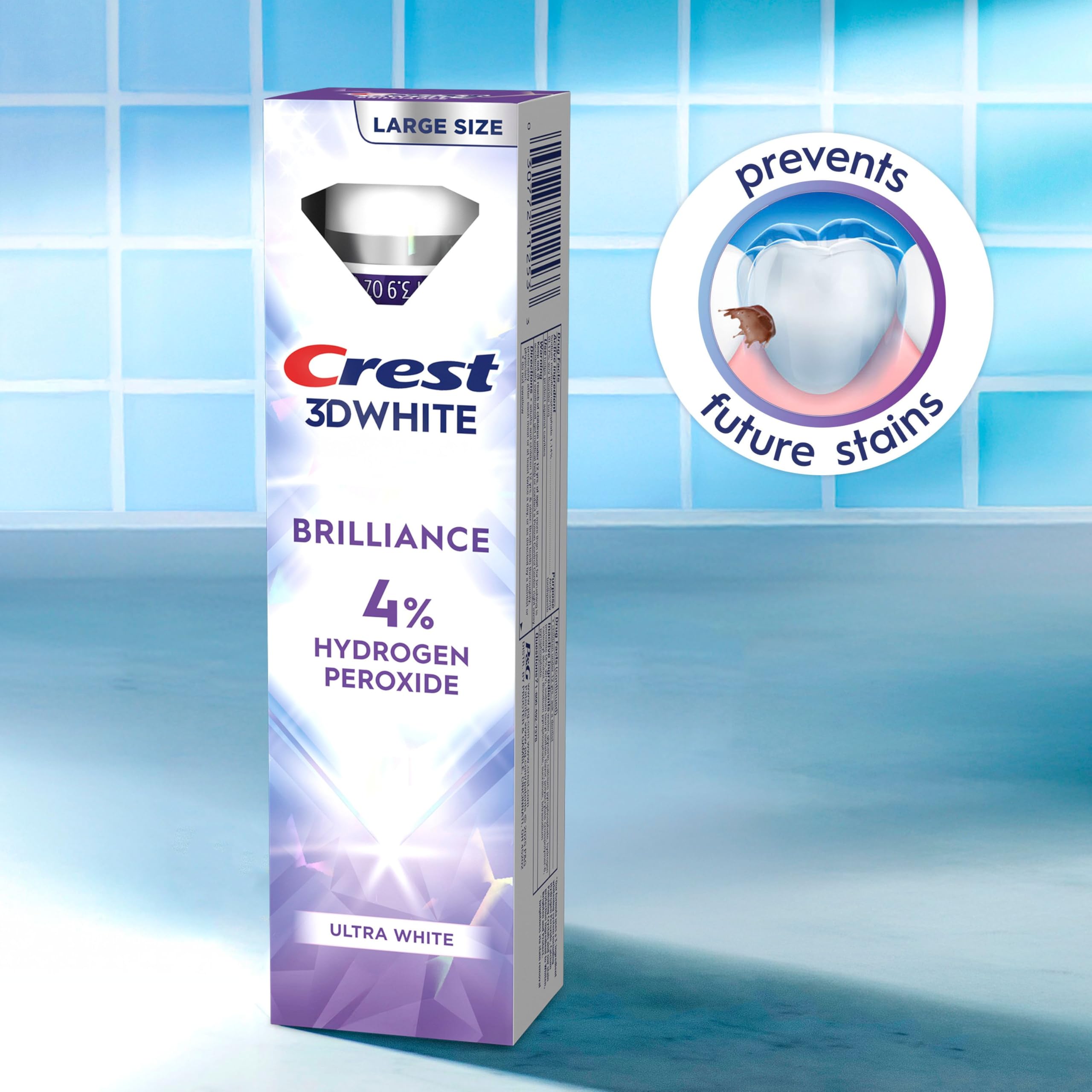 Crest 3D White Brilliance Pro tube open with swirl on display for use