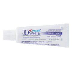 Crest 3D White Brilliance travel-size tubes in a pack for on-the-go whitening.